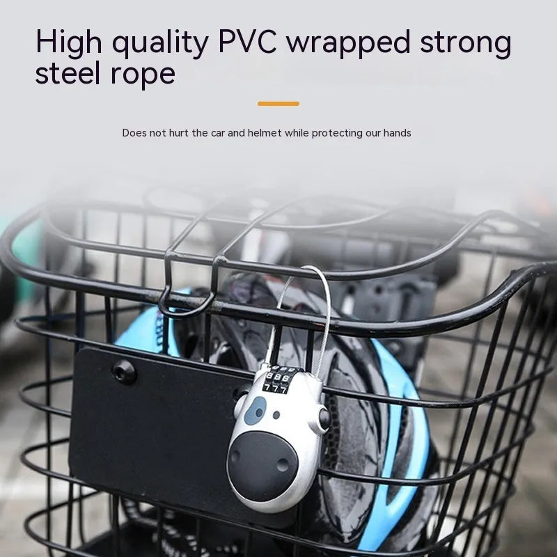 Retractable helmet lock with ABS plastic housing and extended wire rope
