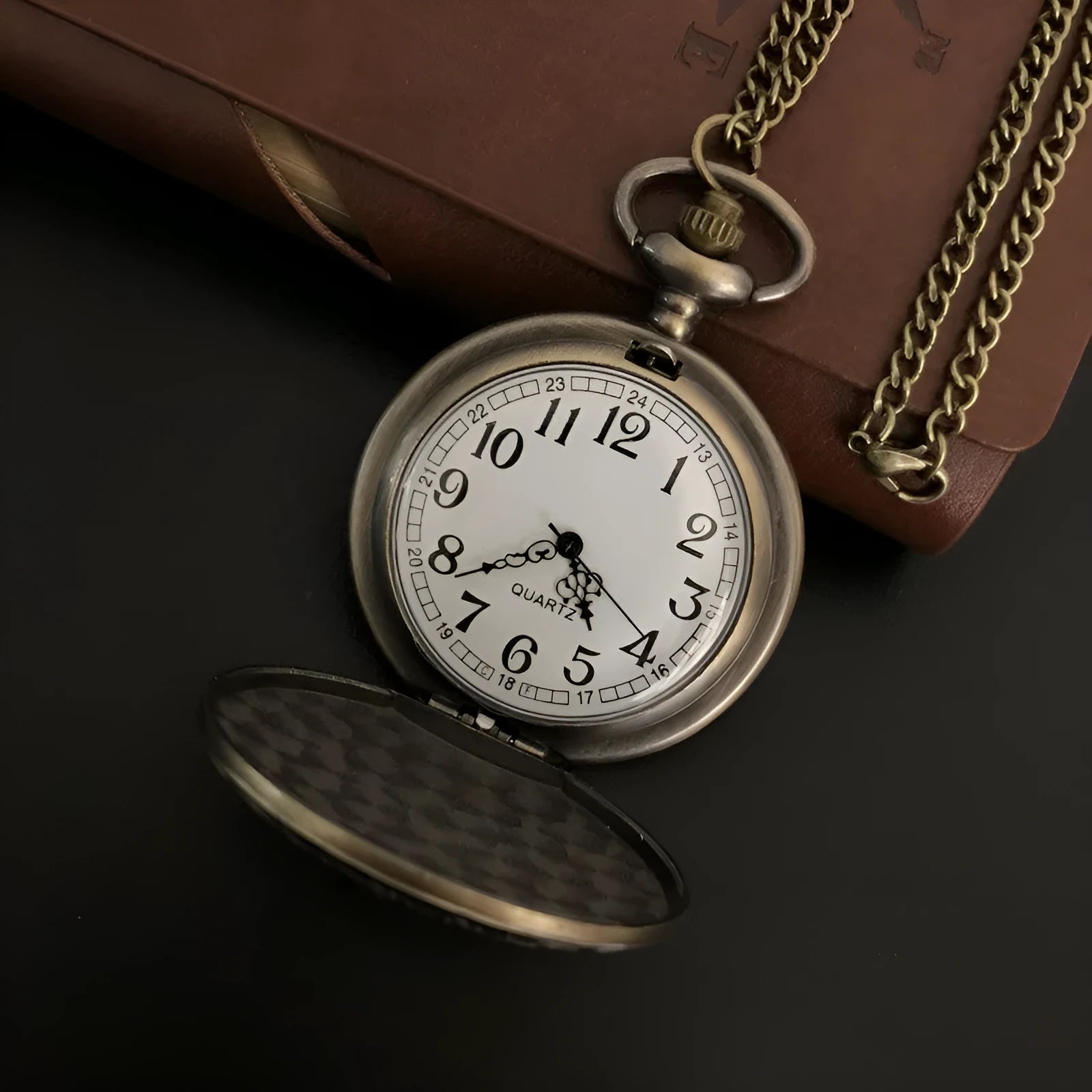 Dragon Bone Stone British pocket watch in bronze colour, 13mm thickness, casual clothing accessory