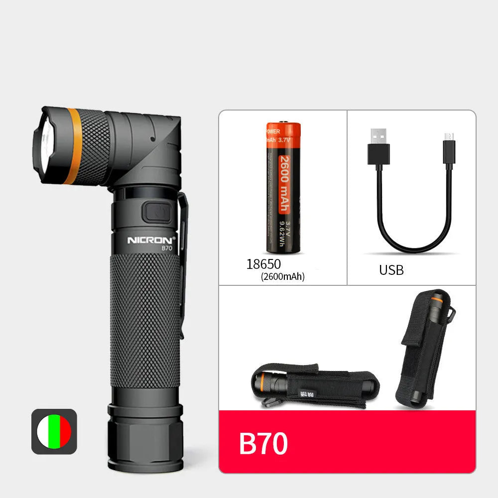 Hands-Free LED Flashlight with aircraft grade aluminium body and 360° rotary clip