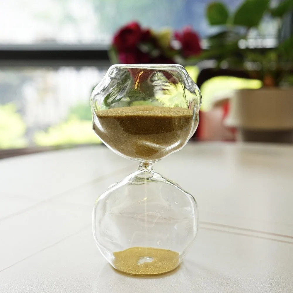 Nordic home borosilicate glass sand clock timer with special-shaped design and coloured sand