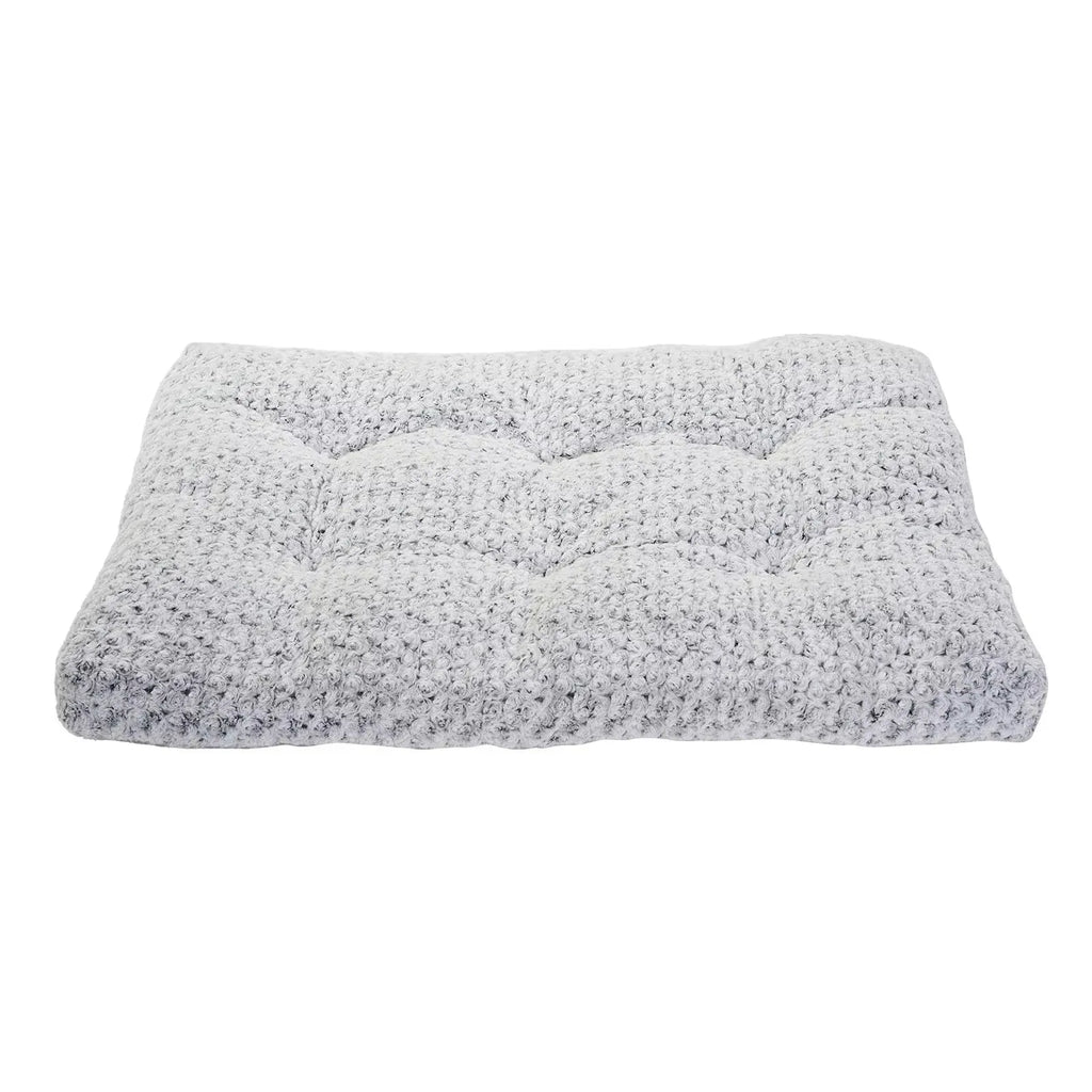 Washable plush dog bed mat in rose velvet with anti-slip bottom, available in sizes S to XXL