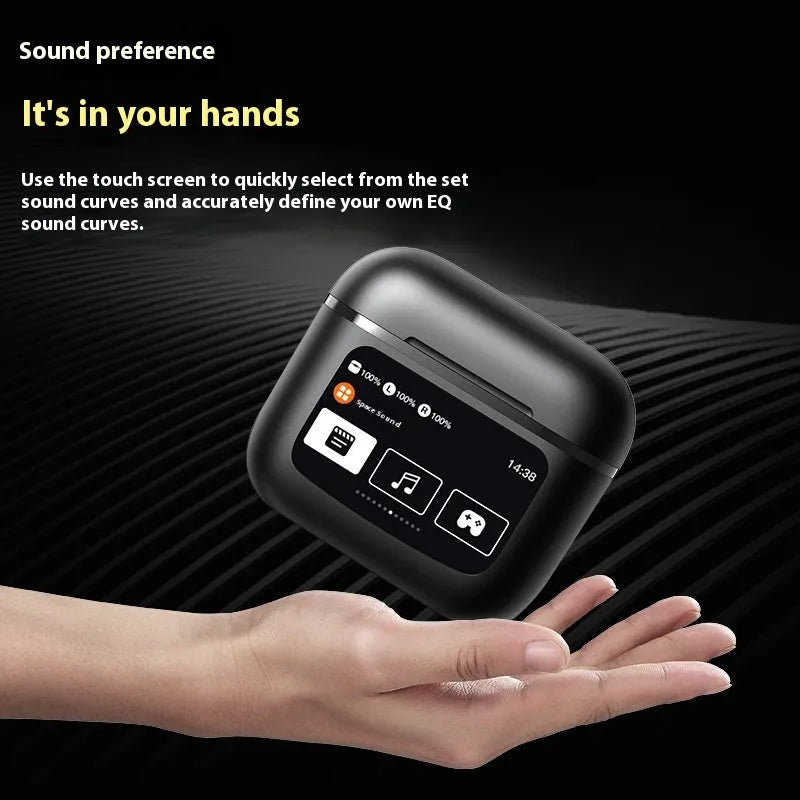 Touch screen wireless noise reduction in-ear Bluetooth headset in Black LX10 with digital display
