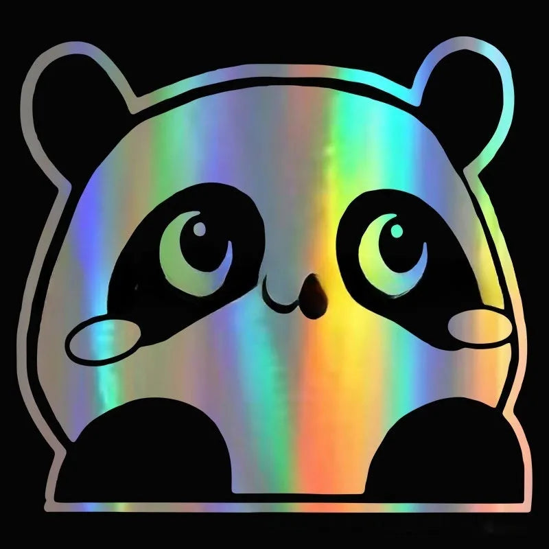 Peeking panda design automotive vinyl sticker for car decoration in black, white or laser colour finishes