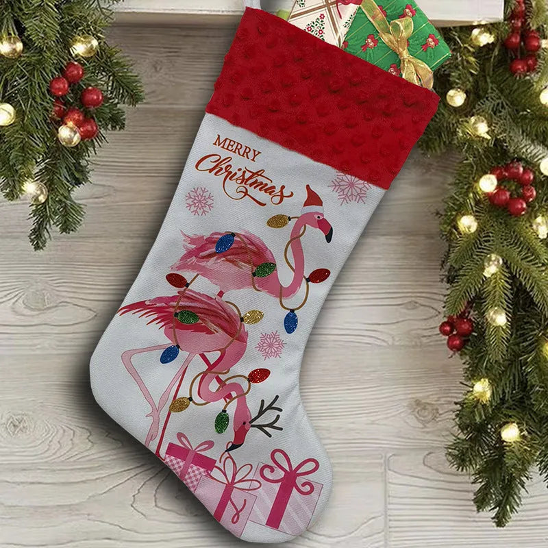 Flamingo Christmas stocking cloth decoration 46x28cm in American style