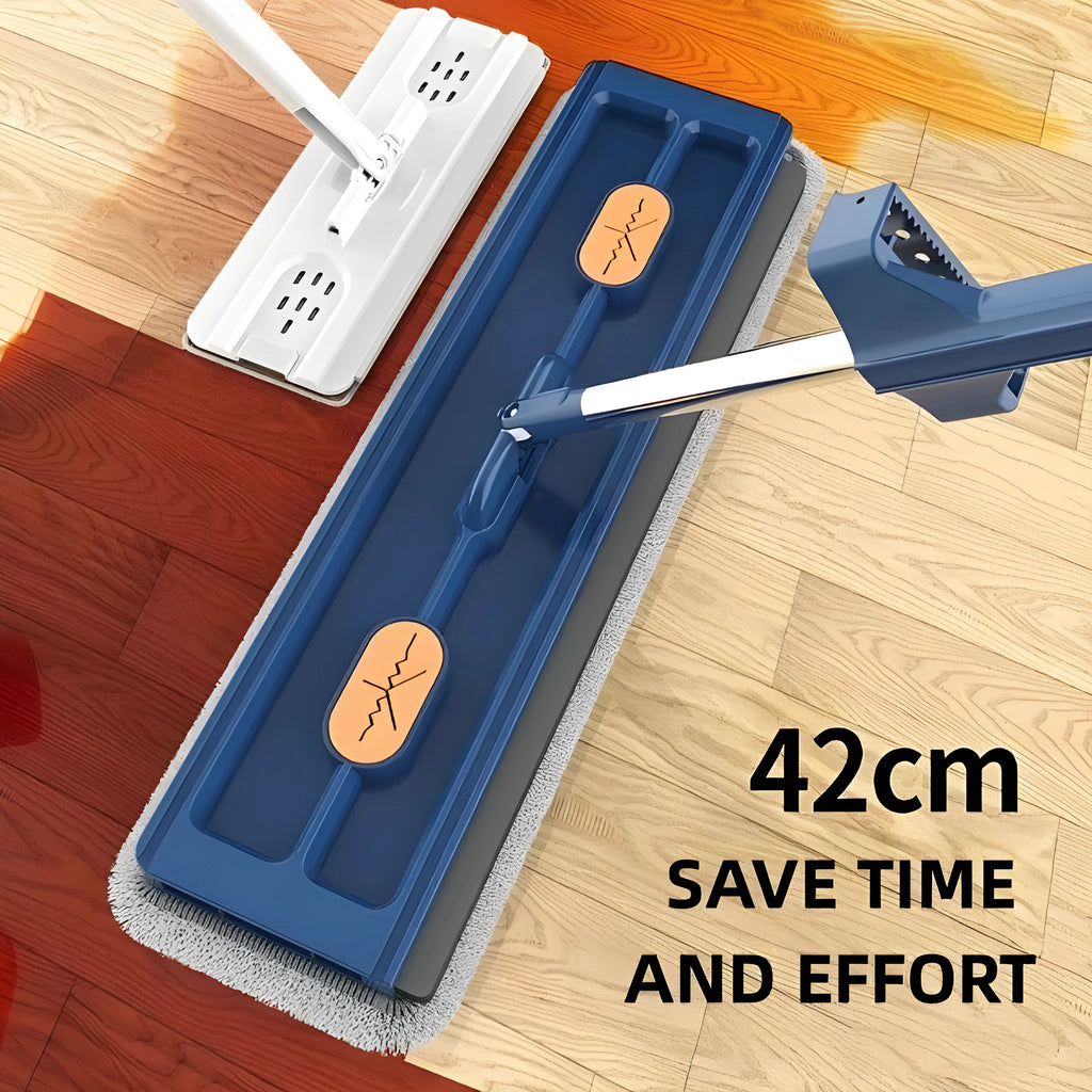 New style large flat mop with 137cm stainless steel handle, 360 rotating head, fine fibre cloth, white or blue, for hard floors