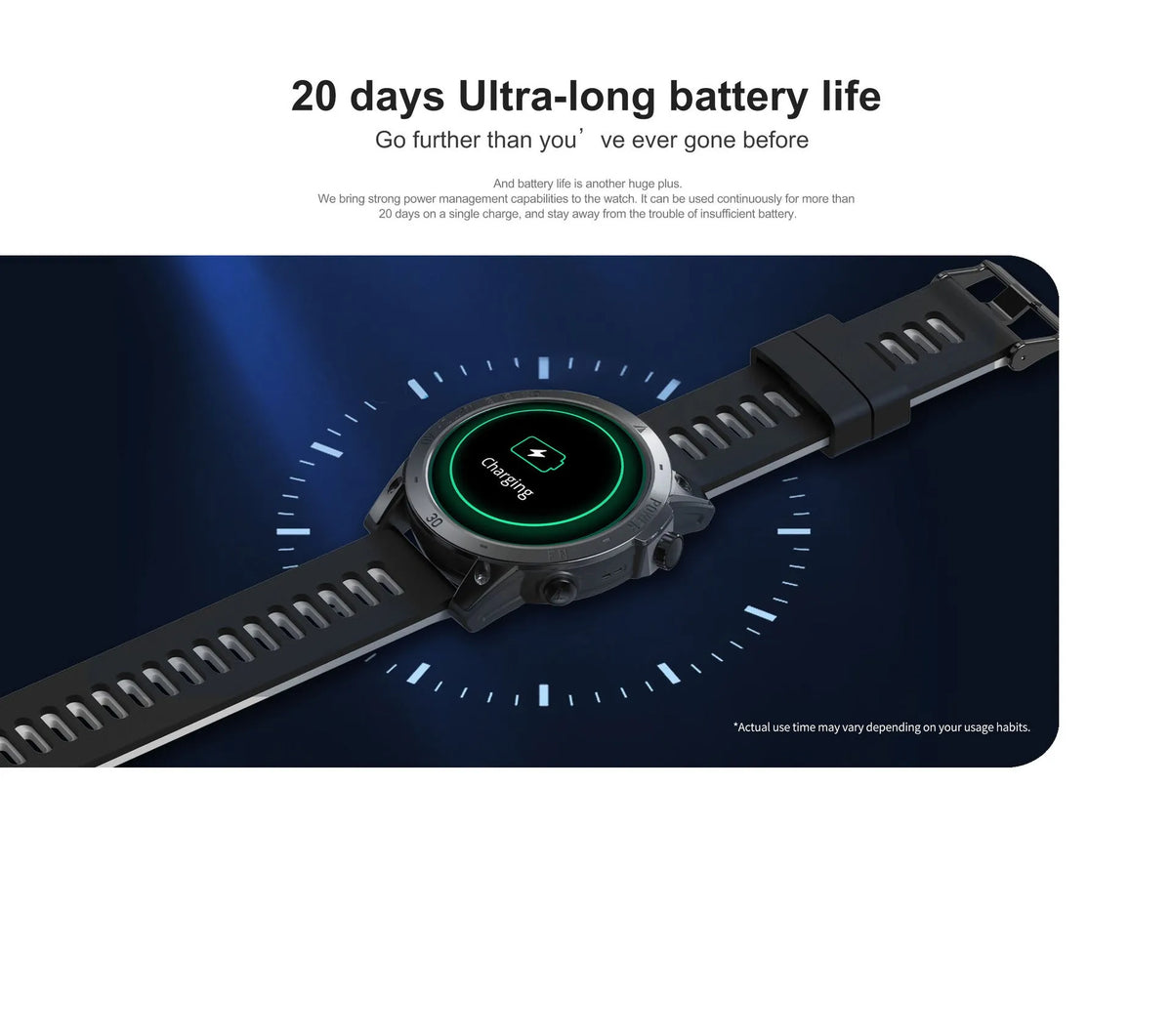 GPS outdoor sports watch black 1.43 inch AMOLED touch screen on wrist