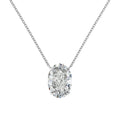 S925 sterling silver necklace with oval ice flower pendant, platinum finish, 9x13mm size, geometric shape