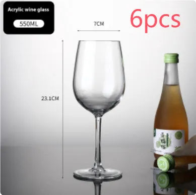 Clear acrylic wine glass with modern design for party catering, available in 550ml and 300ml capacities