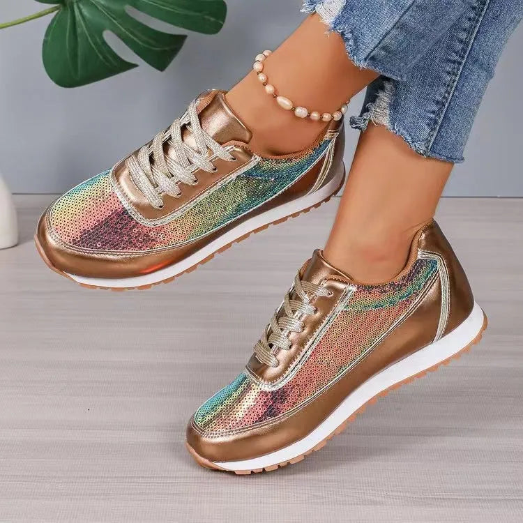 Women's black thick-soled casual sneakers with square toe design and PU leather upper
