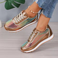 Women's black thick-soled casual sneakers with square toe design and PU leather upper