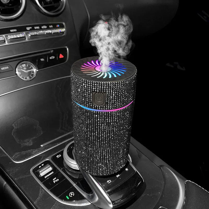 Car-mounted air humidifier and purification system with water-diamond filter measuring 14cm