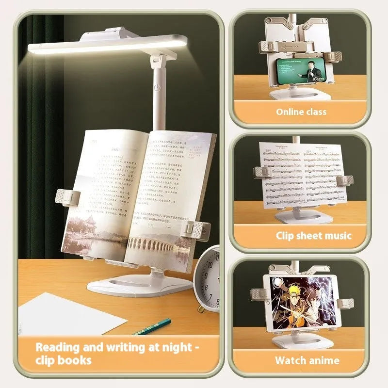 Multifunctional adjustable table lamp with dual charging and plug-in power in Charging Plug colour.