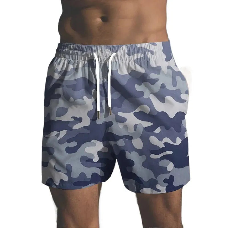 Men's solid colour beach shorts in polyester fabric with elastic waistband for travel