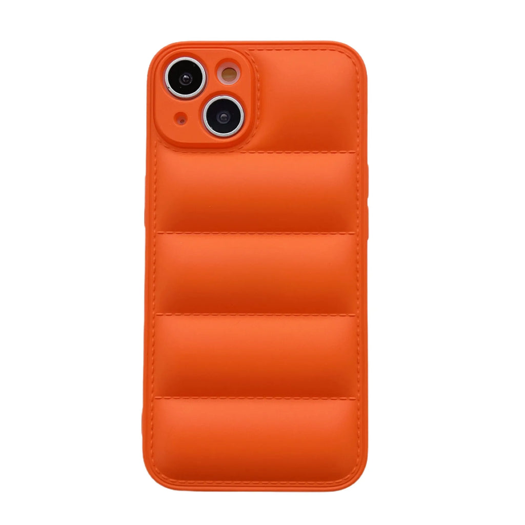 Plastic down jacket style TPU phone case in black for iPhone 15 Pro