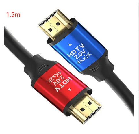 1.5 metre long HDMI cable with gold-plated aluminium alloy connectors on a white background.