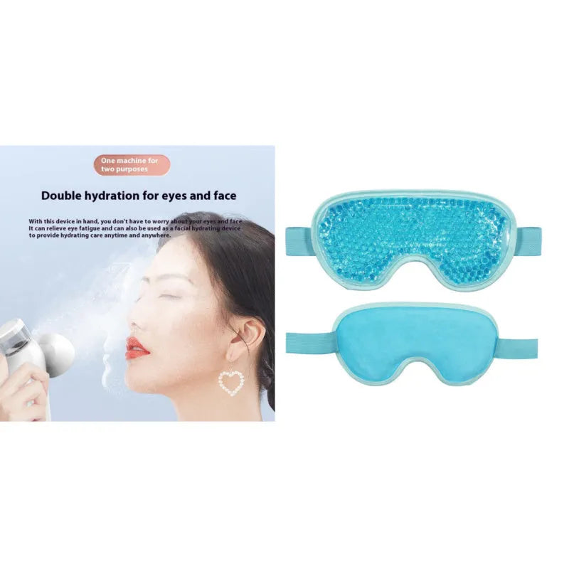 White portable rechargeable warm compress eye device with included eye mask and accessories