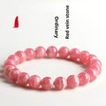Women's natural crystal bracelet with geometric rhodochrosite beads, grinding finish, Longevity Lock design