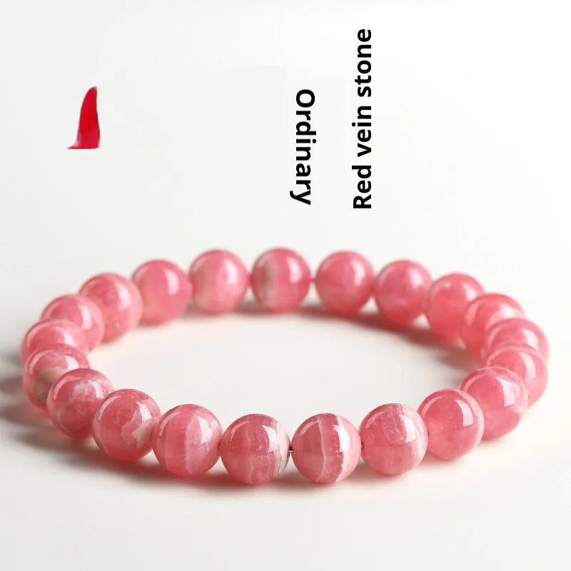 Geometric crystal bracelet with longevity lock closure in rhodochrosite colour variations