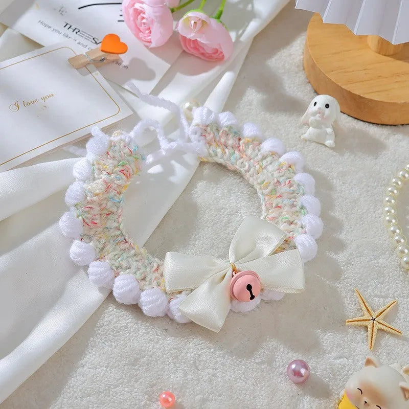 Handmade wool woven collar for British Shorthair kittens with embroidery decoration