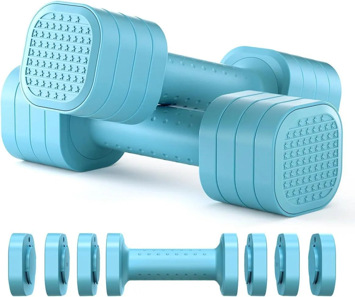 Detachable pink dumbbells with slimming body device design for women's fitness and body shaping workouts