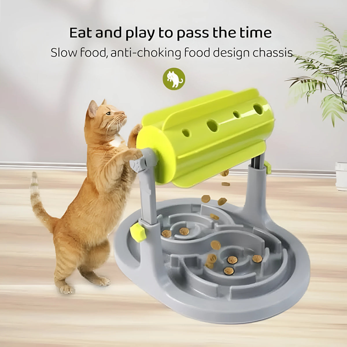Interactive dog cat food puzzle toy slow feeder with adjustable height in blue, green, and pink colours