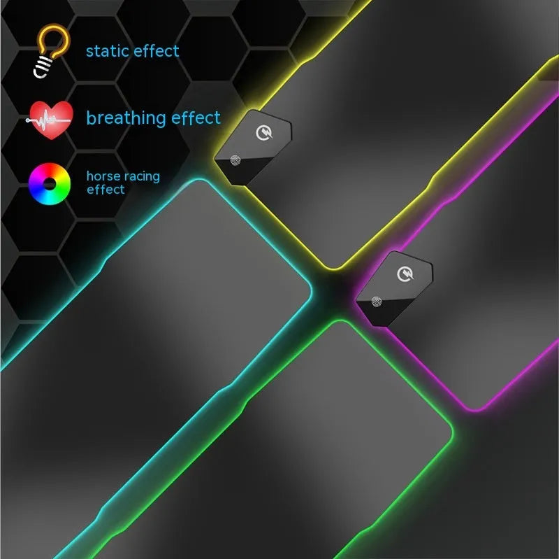 Black mech-style gaming mouse mat with water-repellent surface and TYPC interface connector