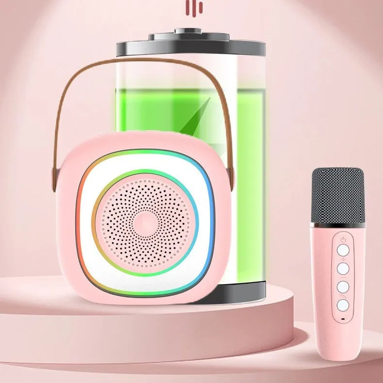 Wireless karaoke microphone with Bluetooth audio component in wheat-accented colour option