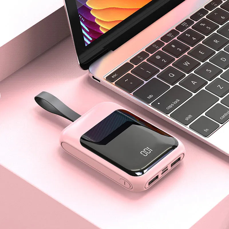 20,000mAh portable power bank showing multiple USB ports and compact dimensions