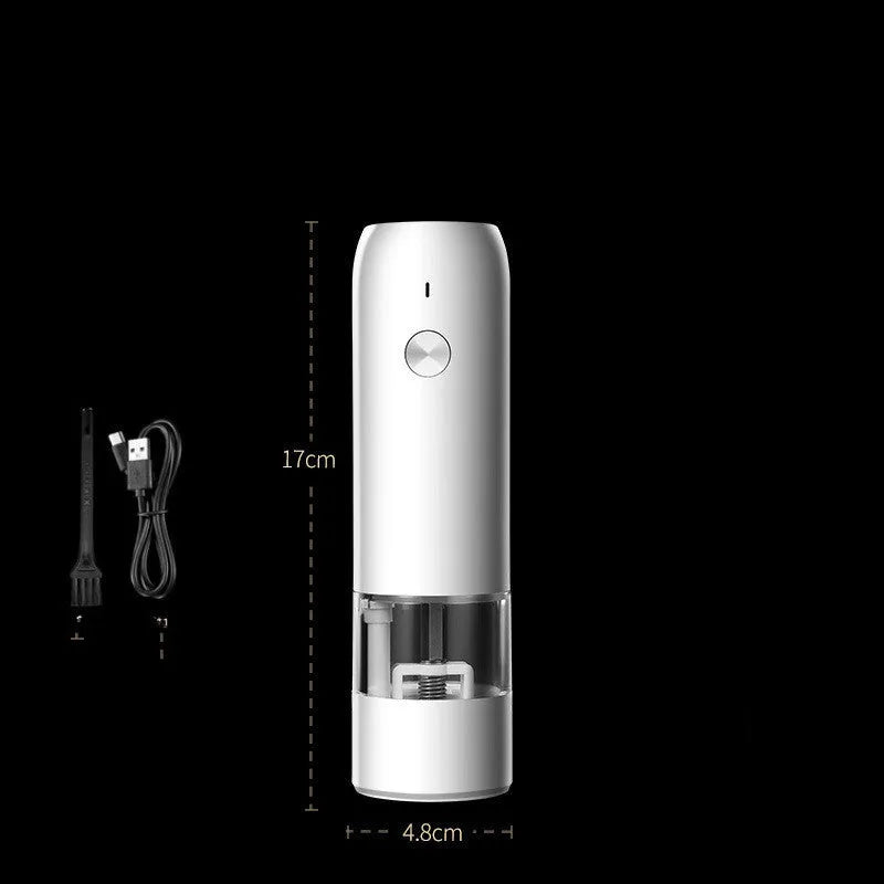 Rechargeable electric pepper and salt grinder set with clear acrylic body and ceramic grinding mechanism