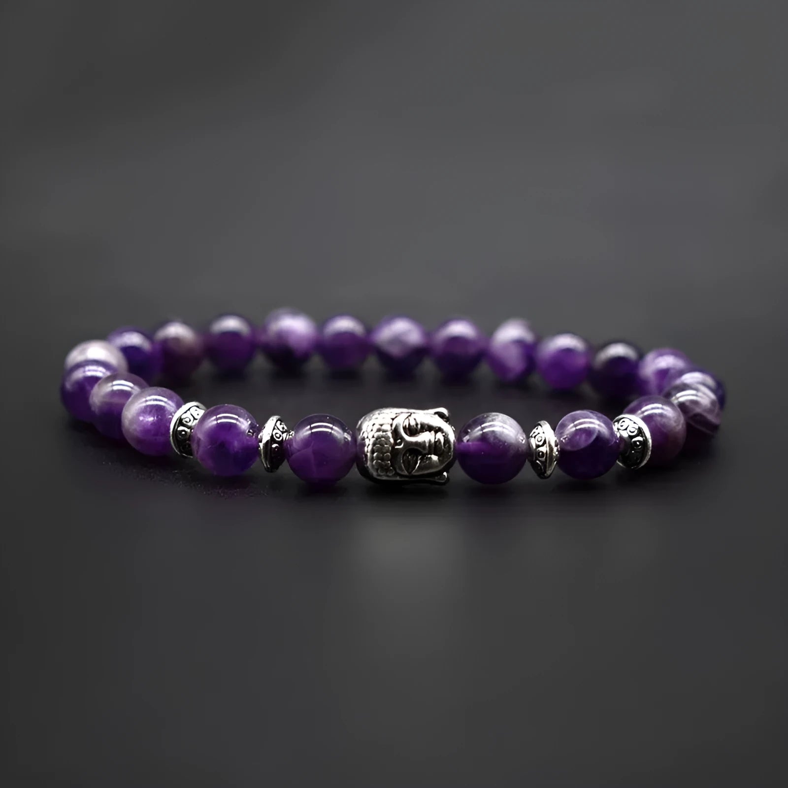 Handmade unisex beaded bracelet with 19mm Tiger Eye Buddha head bead.
