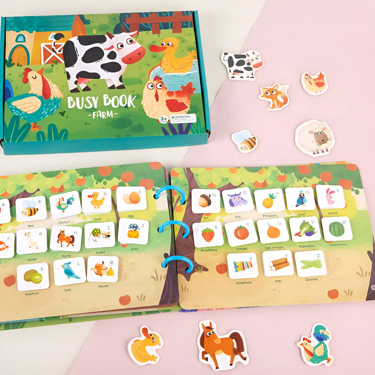 Children's paper animal sticker book Montessori quiet toy farm style 30.5x21.7cm