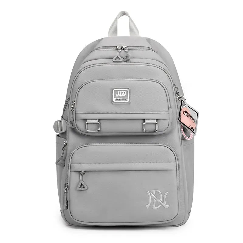 Girls' large capacity nylon backpack with physiological curve backplate in multiple colour and pattern options