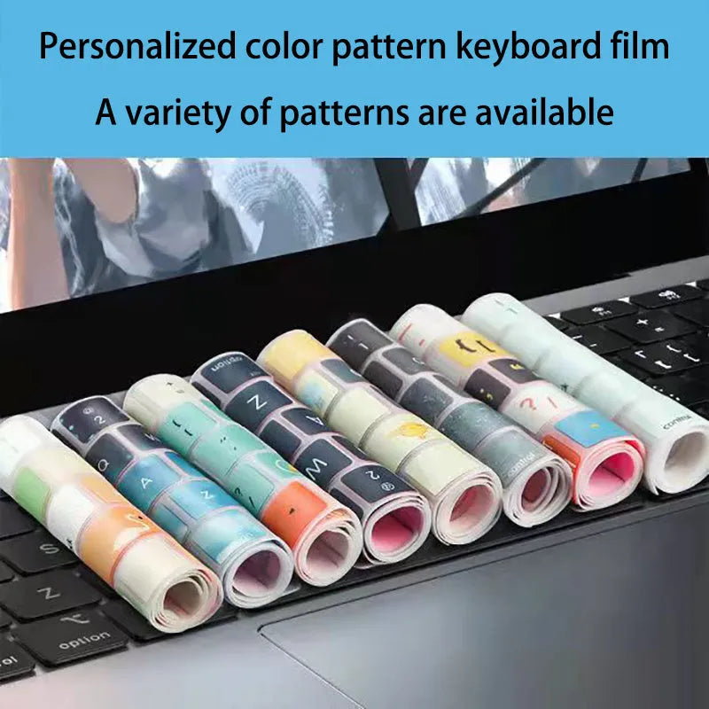 TPU keyboard protective film for MacBook Pro Air 13.3 inch showing colourful pattern options
