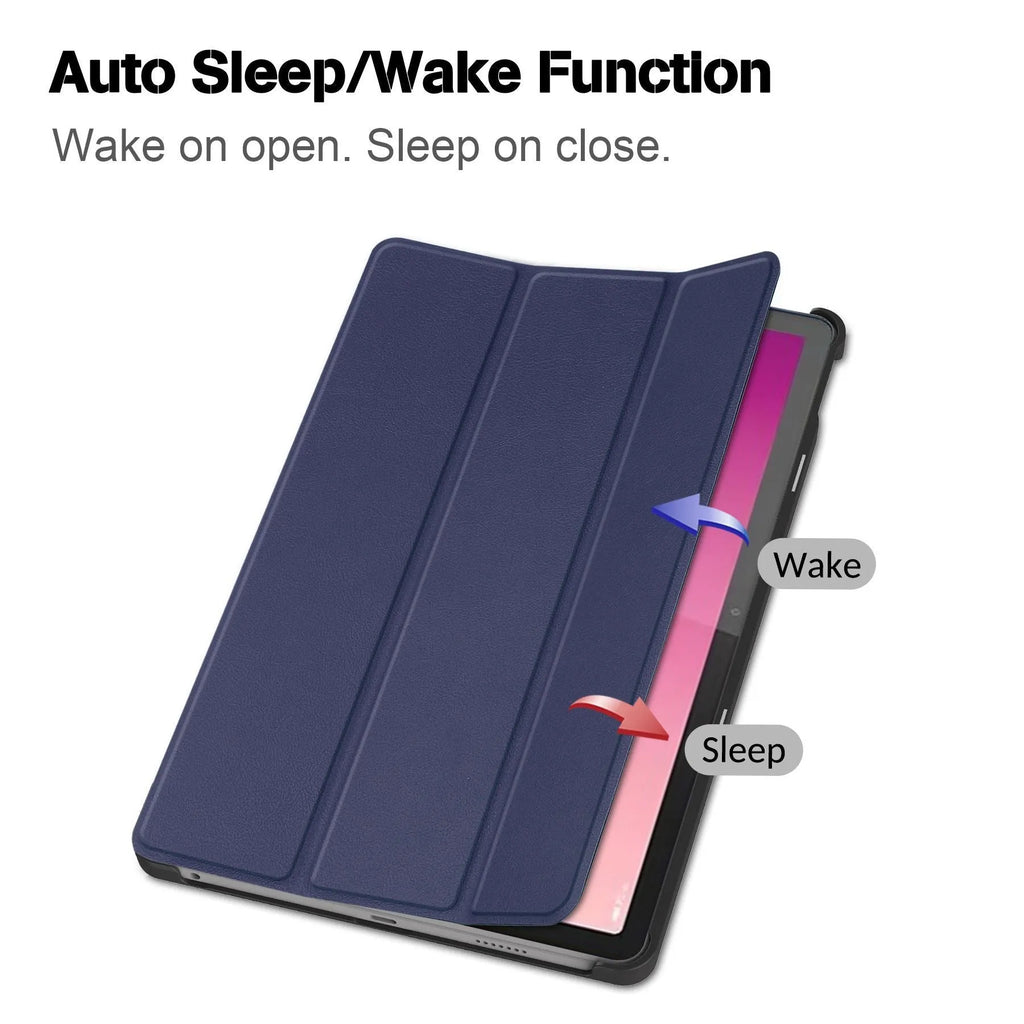 Lenovo Tab P12 12.7-inch tablet protective case in a three-fold stand position, showing one of the many available colour and pattern designs.