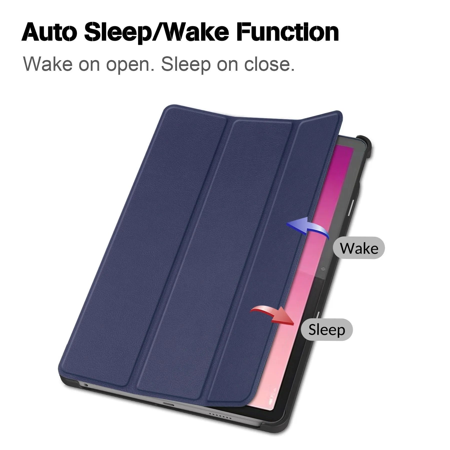 Lenovo Tab P12 12.7-inch tablet protective case in a three-fold stand position, showing one of the many available colour and pattern designs.