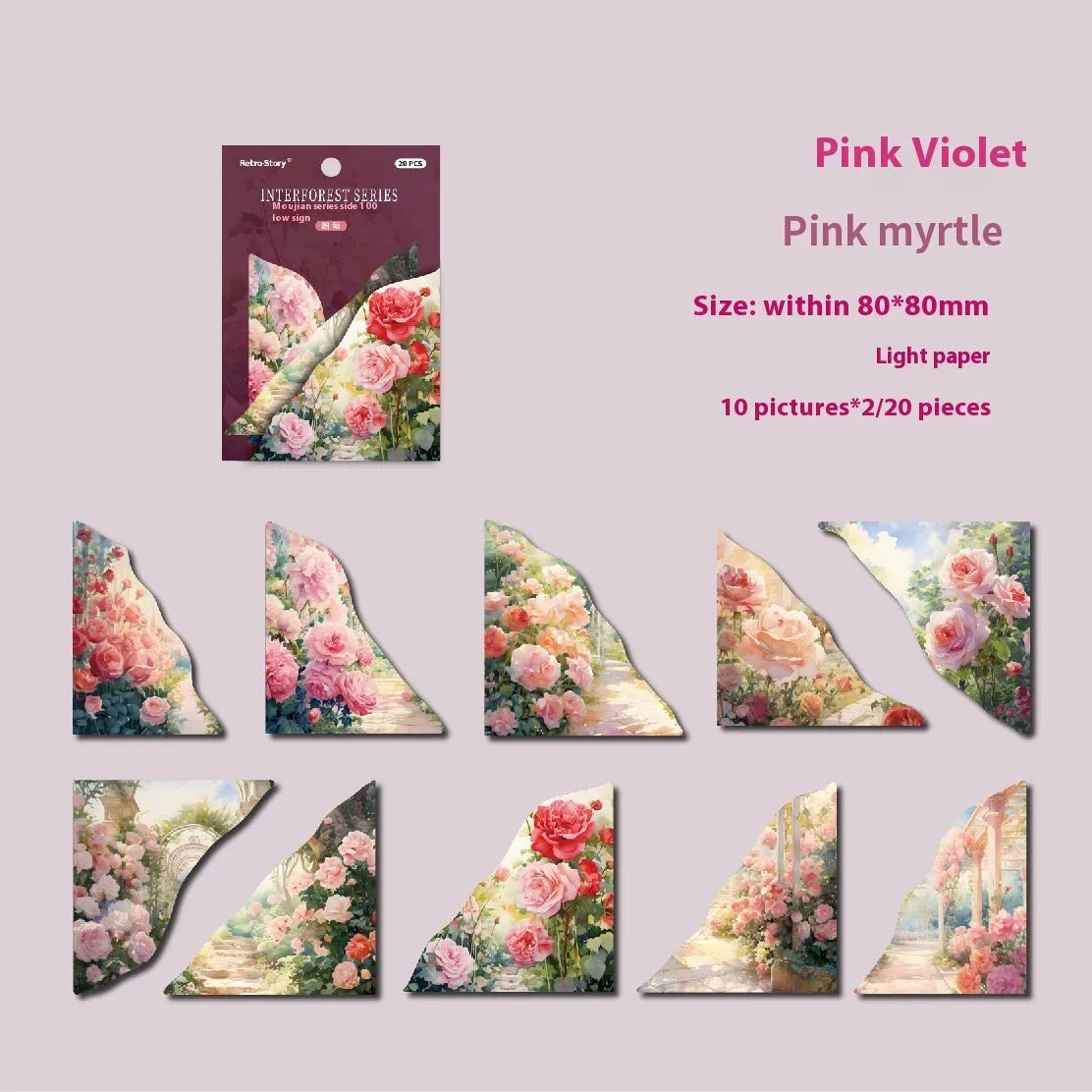 Set of colourful bookmarks with spring vine, pink plum, red rose, blue, green wild, and purple dew designs