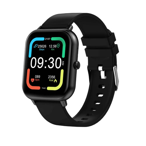 Bluetooth smart watch with heart rate monitoring and AI voice assistant in black, pink, or silver grey