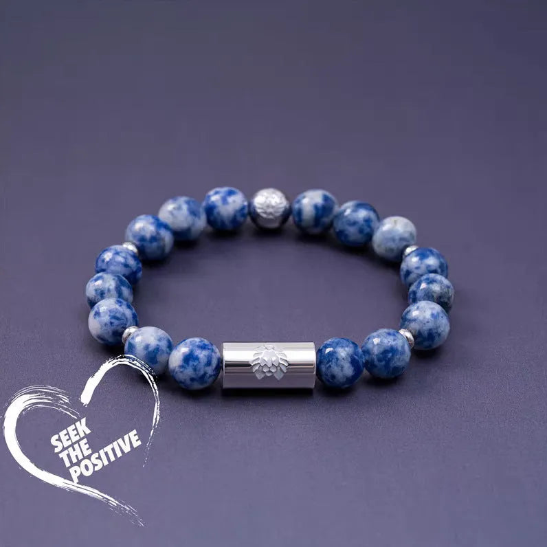 Little Lion ethnic style bracelet made from Bodhi seeds with geometric black and white patterns