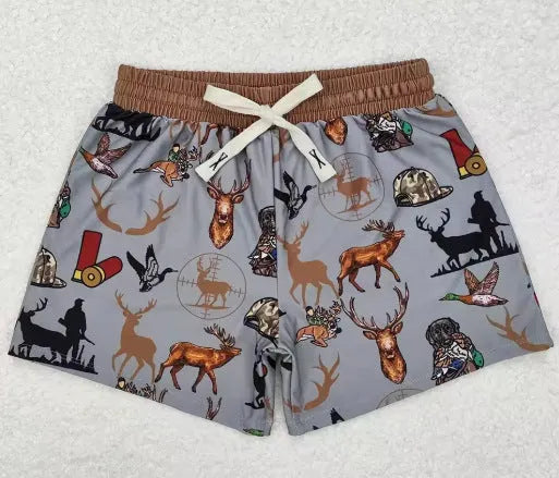 Children's straight-leg polyester sports casual shorts shown in one of six colour variants, sized for ages 100cm to 160cm.