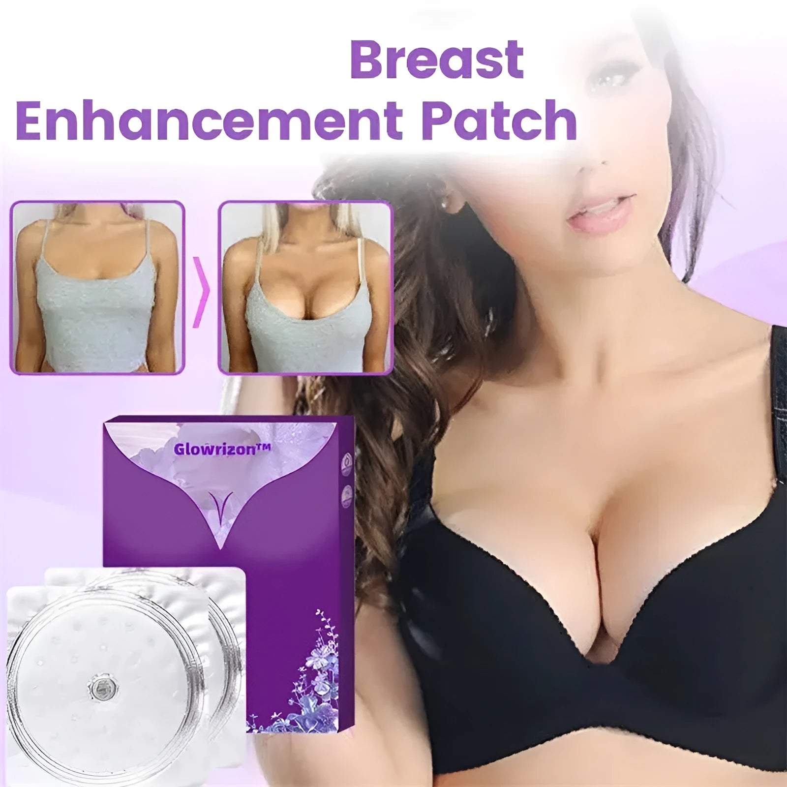Single pair adhesive chest tightening breast enhancement patches for contouring