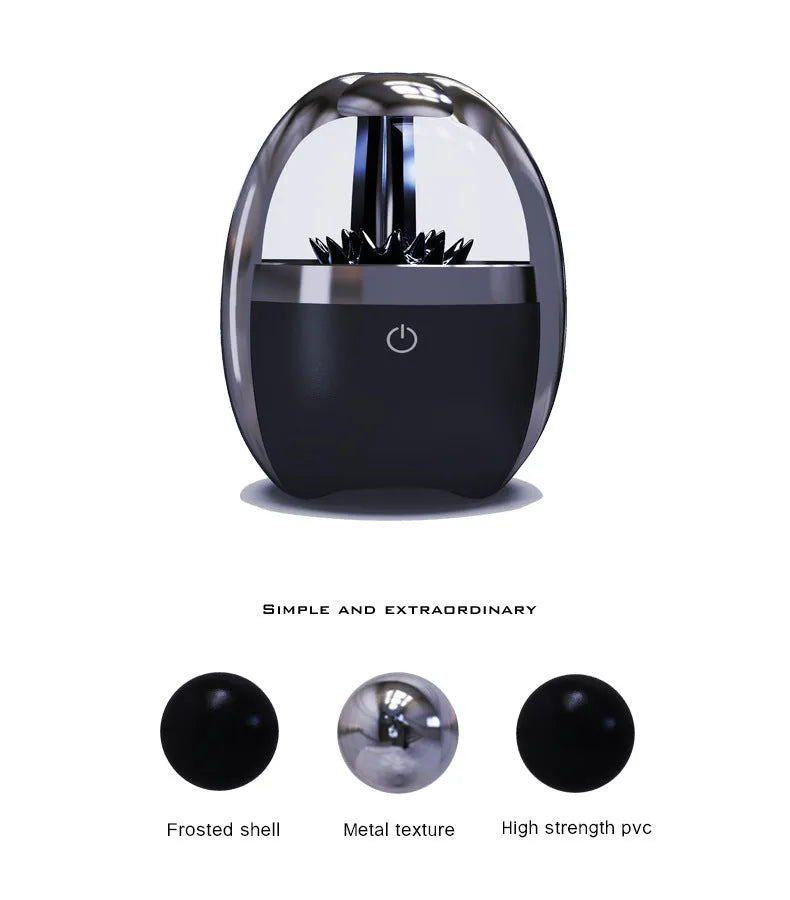 Magnetic fluid Bluetooth speaker in silver black with transparent glass and solid wood bracket