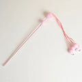 Blue cat toy stick with elastic cord and feather tassel for interactive play
