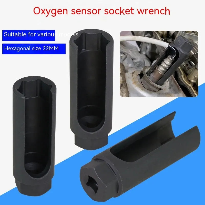Black chromium vanadium steel 22mm oxygen sensor removal socket sleeve tool