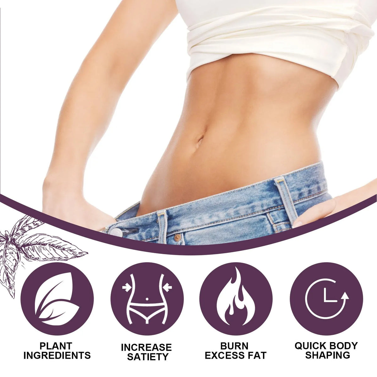 30ml bottle of body shaping drops serum for tightening thighs, arms, and belly.