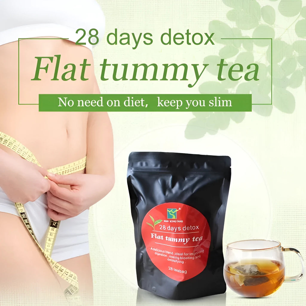 28 Days Slimming Tea Flat Belly Tea bag front view with herbal blend label