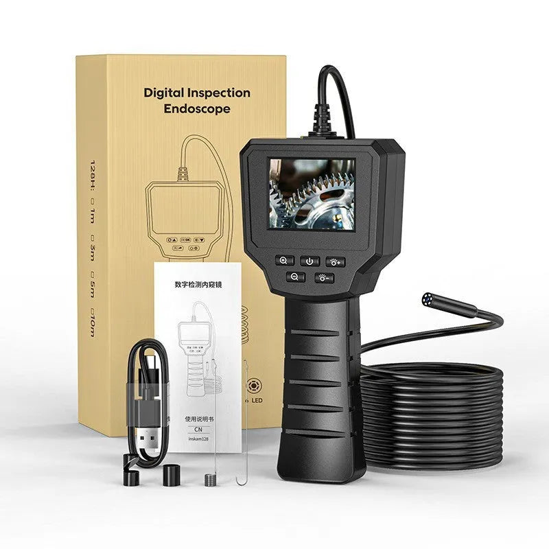Waterproof HD endoscope inspection camera with 8mm probe for automotive and plumbing diagnostics