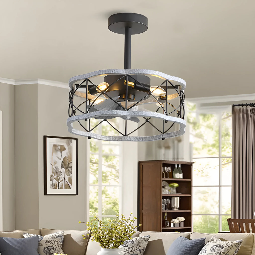 Alova Idyllic American fan lamp Nordic minimalist dining room ceiling light with metal blades