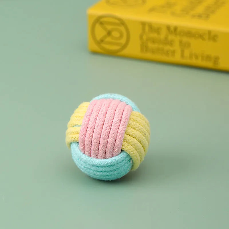 Handmade 5cm cat hair ball plush cotton toy in multiple colours for tooth grinding