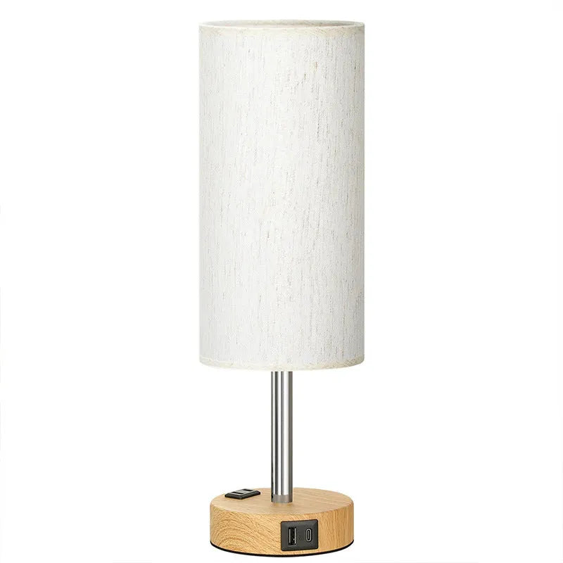 Night Wood Grain touch dimming decorative table lamp with metal base