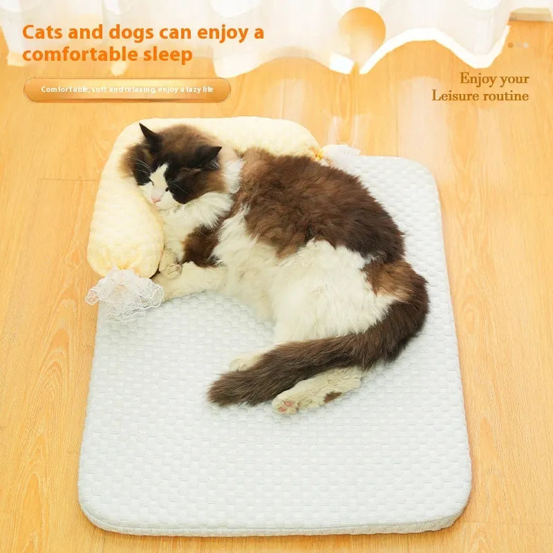 Candy color dog mat in blue, grey, and green cloth with four size options for small to large dogs